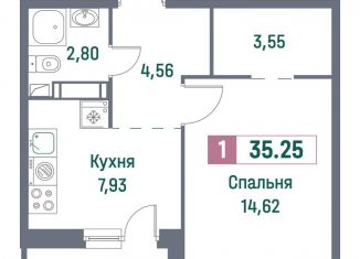 1-ком. квартира на продажу, 35.3 м2, Ленинградская область