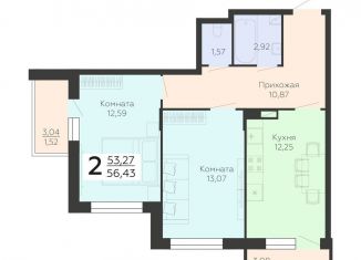 Продам 2-комнатную квартиру, 56.4 м2, Воронежская область