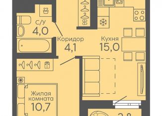 1-ком. квартира на продажу, 35.2 м2, Свердловская область, Новосинарский бульвар, 6
