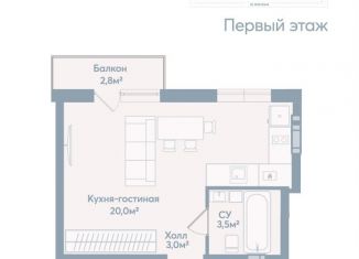 Квартира на продажу студия, 28.5 м2, Астрахань, Моздокская улица, 40, Советский район
