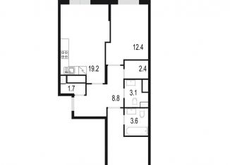 2-комнатная квартира на продажу, 70.1 м2, Московская область, жилой комплекс Союзный, к2