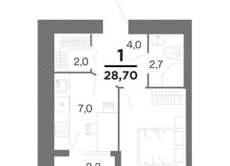 Продается однокомнатная квартира, 28.7 м2, Рязань