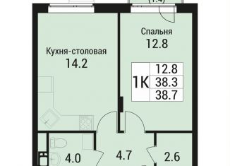 Продается 1-комнатная квартира, 38.7 м2, рабочий посёлок Малаховка