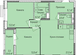 Продается двухкомнатная квартира, 61.7 м2, Ижевск
