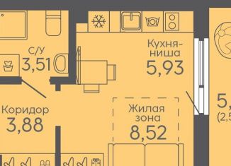 Продажа квартиры студии, 24.4 м2, Свердловская область, Новосинарский бульвар, 5
