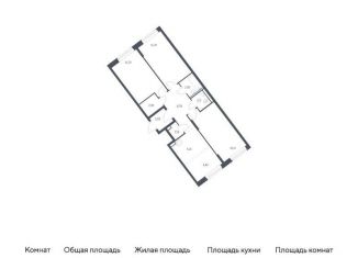 Трехкомнатная квартира на продажу, 77.9 м2, Московская область