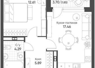 Продажа 1-комнатной квартиры, 42.1 м2, Свердловская область