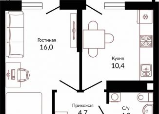 Продажа 1-комнатной квартиры, 37.6 м2, Краснодар, ЖК Отражение