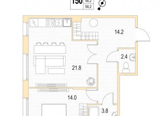 1-комнатная квартира на продажу, 56.2 м2, Санкт-Петербург, метро Проспект Ветеранов, проспект Патриотов, 33