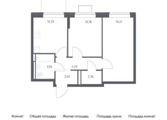 Продается двухкомнатная квартира, 51.1 м2, Московская область, жилой комплекс Богдановский Лес, 7.3