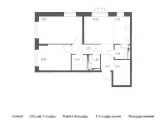 Продается 2-ком. квартира, 61.8 м2, деревня Мисайлово, микрорайон Пригород Лесное, к12.2