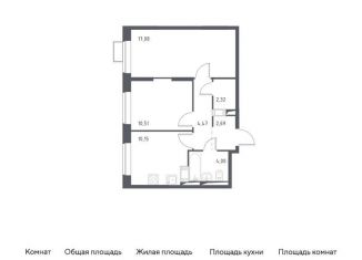 Продаю 2-комнатную квартиру, 51.2 м2, Московская область, микрорайон Пригород Лесное, к11.1