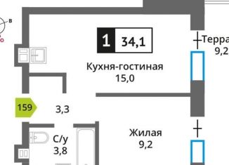 Продается однокомнатная квартира, 34.1 м2, Московская область