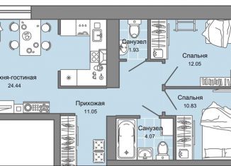 Продажа 3-ком. квартиры, 66 м2, Ульяновская область