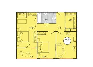 Продам 2-комнатную квартиру, 56.1 м2, Ставрополь