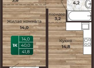 Продается 1-комнатная квартира, 41.8 м2, Барнаул, Центральный район