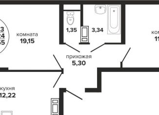 Продажа 2-комнатной квартиры, 56.6 м2, Краснодар, Российская улица, 257/7лит1
