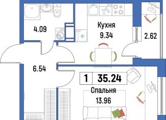 Продажа однокомнатной квартиры, 35.2 м2, Ленинградская область