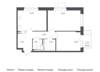 Продается 2-комнатная квартира, 54.1 м2, деревня Юрлово, жилой комплекс Пятницкие Луга, к2/2