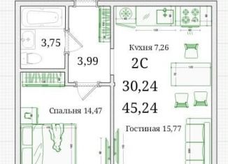 2-ком. квартира на продажу, 45.2 м2, Республика Башкортостан, жилой комплекс Урбаника, лит1