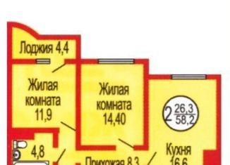 2-комнатная квартира на продажу, 60 м2, Оренбургская область