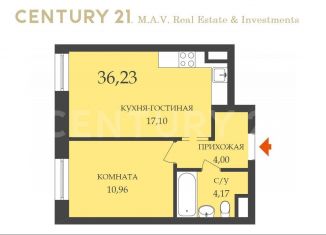 1-комнатная квартира на продажу, 36.2 м2, Санкт-Петербург, муниципальный округ Светлановское, проспект Энгельса, 27Т