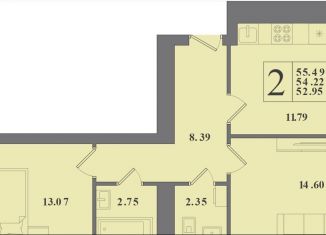 Продается двухкомнатная квартира, 54.2 м2, Калининградская область, Крейсерская улица, 13к1