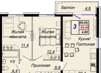Продажа трехкомнатной квартиры, 60 м2, Краснодарский край