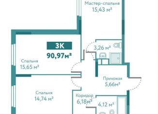 Продается трехкомнатная квартира, 91 м2, Тюменская область, улица Павла Никольского, 6