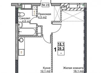 Продажа 1-комнатной квартиры, 39.3 м2, Нижний Новгород, метро Стрелка