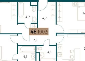 4-комнатная квартира на продажу, 100.6 м2, Москва, Винницкая улица, 8к4, ЖК Настоящее