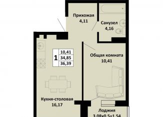 Продается 1-ком. квартира, 36.4 м2, Краснодарский край