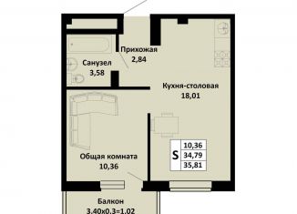 Продажа однокомнатной квартиры, 35.8 м2, Краснодарский край, Северная улица, 42А