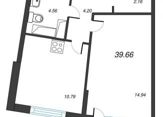 Продажа 1-комнатной квартиры, 42.5 м2, Мурино