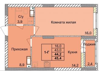 Продается 1-ком. квартира, 44.2 м2, Нижний Новгород, метро Ленинская, 1-я Оранжерейная улица, 16