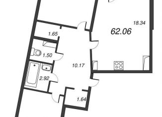 Продам двухкомнатную квартиру, 63.9 м2, Мурино