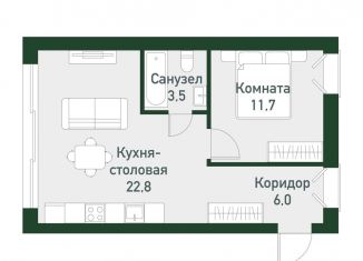 Продается 1-комнатная квартира, 43.5 м2, Челябинская область, Спортивная улица, 20