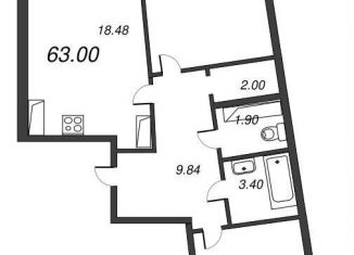 2-комнатная квартира на продажу, 64.7 м2, Мурино