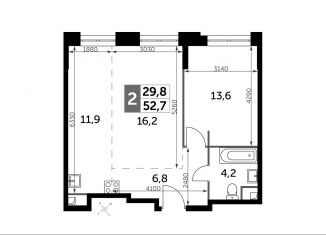 Продам двухкомнатную квартиру, 52.7 м2, Москва, жилой комплекс Сидней Сити, к2, ЖК Сидней Сити