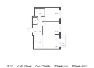 2-комнатная квартира на продажу, 53.7 м2, Московская область, жилой комплекс Новое Видное, 16.1