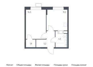 1-комнатная квартира на продажу, 35.3 м2, деревня Середнево, жилой комплекс Цветочные Поляны Экопарк, к2