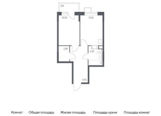 Продается 1-комнатная квартира, 39.1 м2, деревня Середнево, жилой комплекс Цветочные Поляны Экопарк, к6