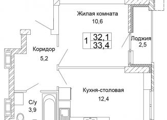 1-ком. квартира на продажу, 33.4 м2, Волгоград