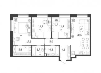 Продается трехкомнатная квартира, 84.1 м2, Москва, ЮАО, 3-я очередь, к6