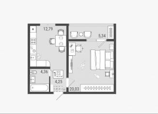 Продам 1-комнатную квартиру, 44.1 м2, Тольятти