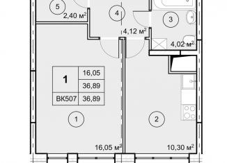 Продажа 1-ком. квартиры, 36.9 м2, рабочий посёлок Некрасовский