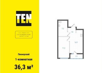 Продажа 1-комнатной квартиры, 36.3 м2, Екатеринбург