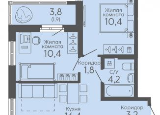 Продаю двухкомнатную квартиру, 48.3 м2, Екатеринбург, Октябрьский район, Новосинарский бульвар, 6