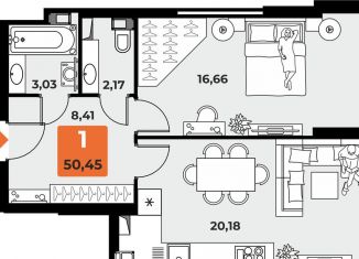 Продаю 1-комнатную квартиру, 50.5 м2, Самара, метро Гагаринская