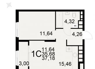 Продается однокомнатная квартира, 37.2 м2, Рязань, Московский район